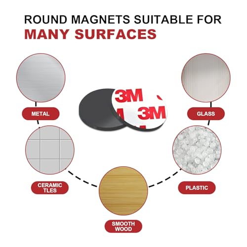 CHUNNIAO Magnetic Dots,Round Magnets with Adhesive Backing,Small Magnet 1.2" Self Sticky Magnetic Circle for Crafts,Peel and Stick Magnet for Family School Activities,Thickness 80Mil,24PCS Per Pack - Image 4