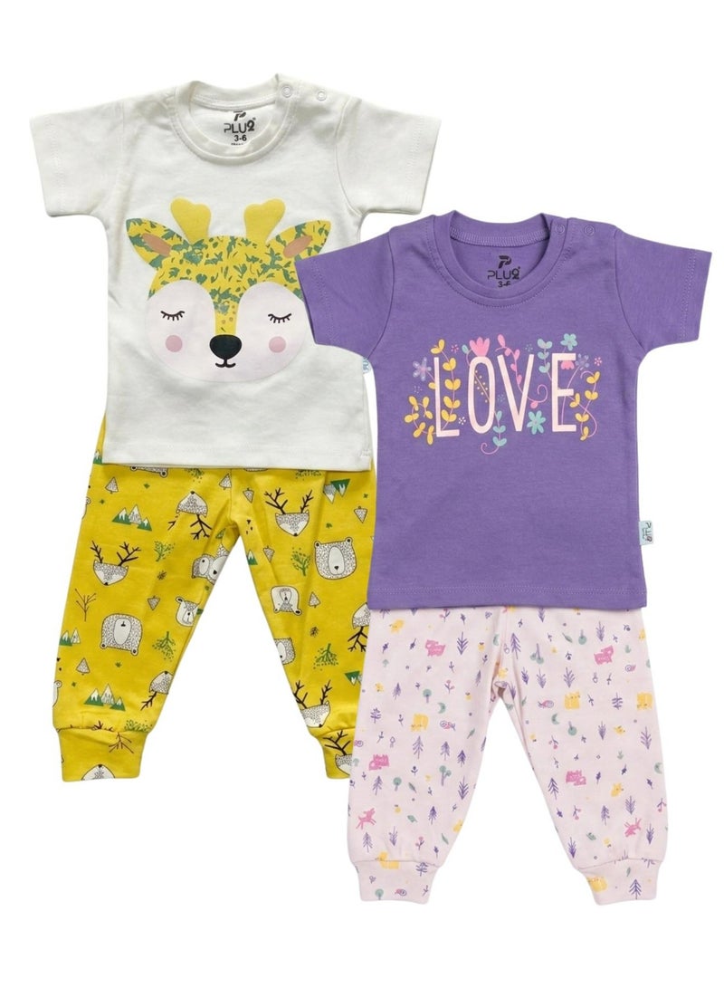 Pluto Pack of 2 Cotton Pajama Set for Baby Girl - Image 2