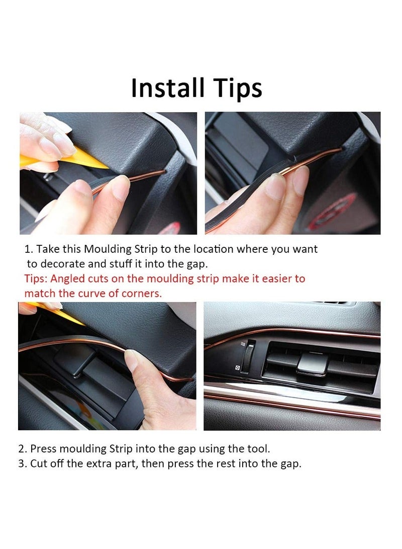 Anti Dust Mats and Trim for Dodge Charger Accessories, 6 Pcs Cup Inserts 3 A/C Volume Radio Switch Ring 5 Meters Car Interior Moulding Strip Decal - Image 5