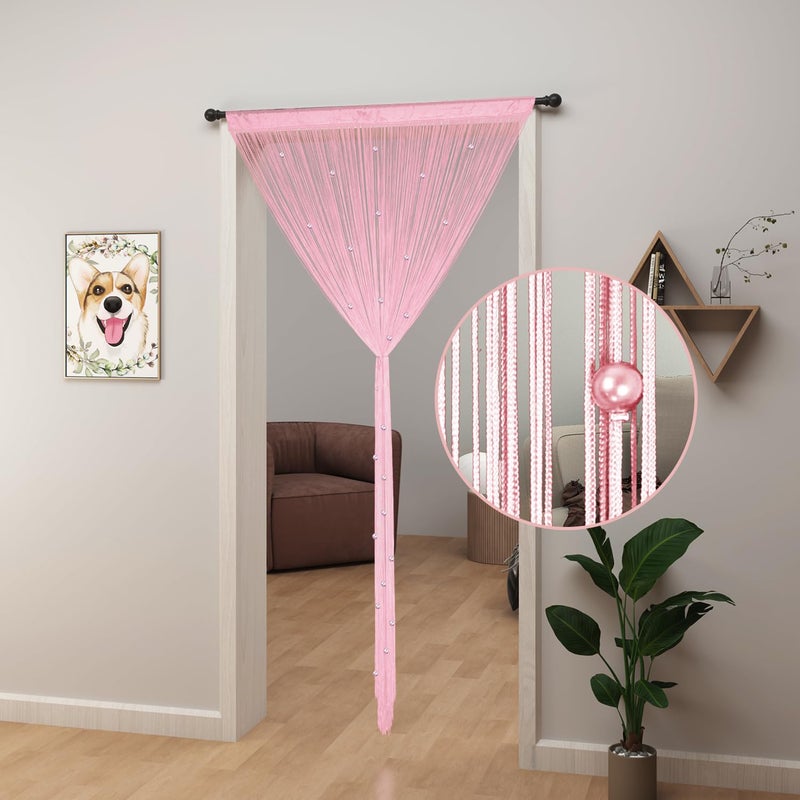 YIIBAII Beaded Curtain Beaded Curtains for Doorways Crystals Suitable for Interior Decoration and Partitions Hippy Closet Curtains (Pink, 39"x110") - Image 2