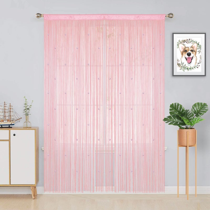 YIIBAII Beaded Curtain Beaded Curtains for Doorways Crystals Suitable for Interior Decoration and Partitions Hippy Closet Curtains (Pink, 39"x110") - Image 3