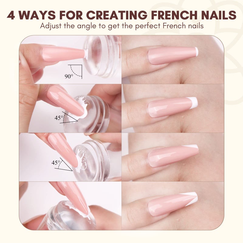 Saviland French Tip Stamp: 14PCS French Tip Tool with Replaceable Nail Stamp Head, Clear Silicone Nail Stamper with Scrapers for French Manicure Home DIY Nails Art Salon - Image 5