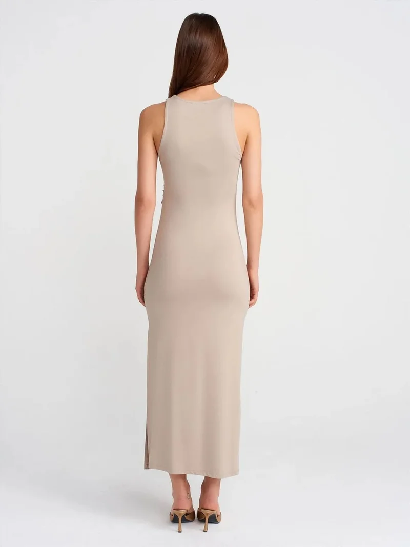 ديلفين DILVIN Sleeveless Bodycon Maxi Dress With Slit