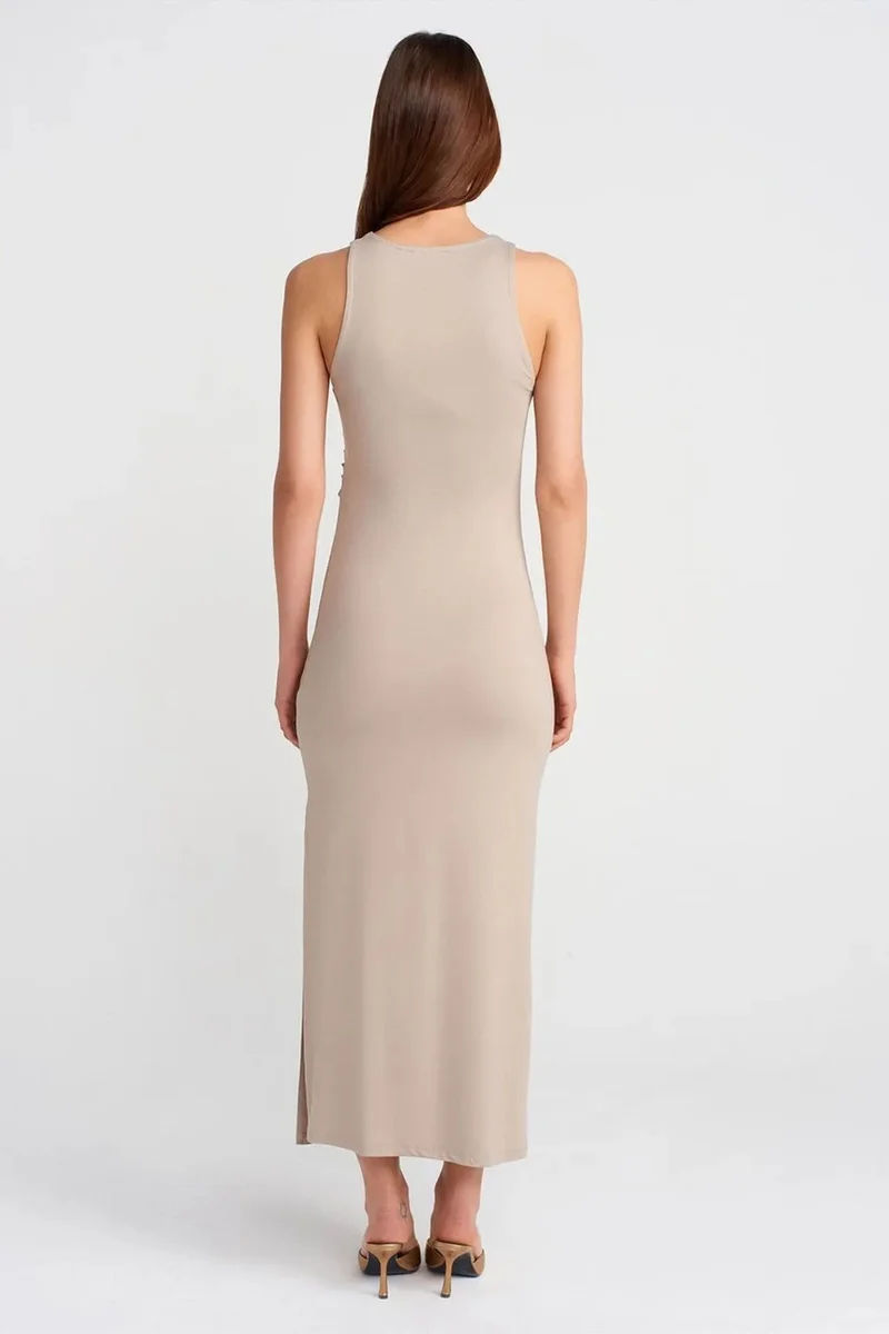 ديلفين DILVIN Sleeveless Bodycon Maxi Dress With Slit