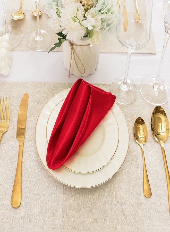 Eychei 50 Pieces Red Satin Napkins, 17" x 17" Square Table Napkins, Silky Soft Smooth Washable Napkins for Restaurant, Weddings, Dinner, Party Decoration - Image 4
