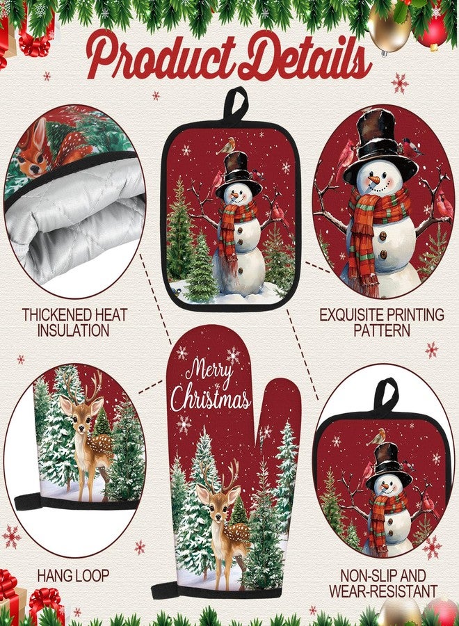 Bonuci 12 Pcs Christmas Kitchen Sets Decoration Table Runner Kitchen Aprons Dish Towels Rugs Oven Mitts and Pot Holders Christmas Farmhouse Baking Set for Home Xmas Women Mom Gift Cooking Grilling - Image 3