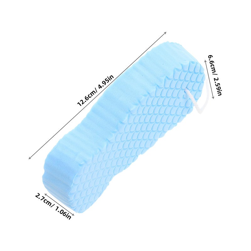 Embossed Blue Bath Sponge Soft Exfoliating Body Scrubber for Newborns and Gentle Sea Sponge - Image 3