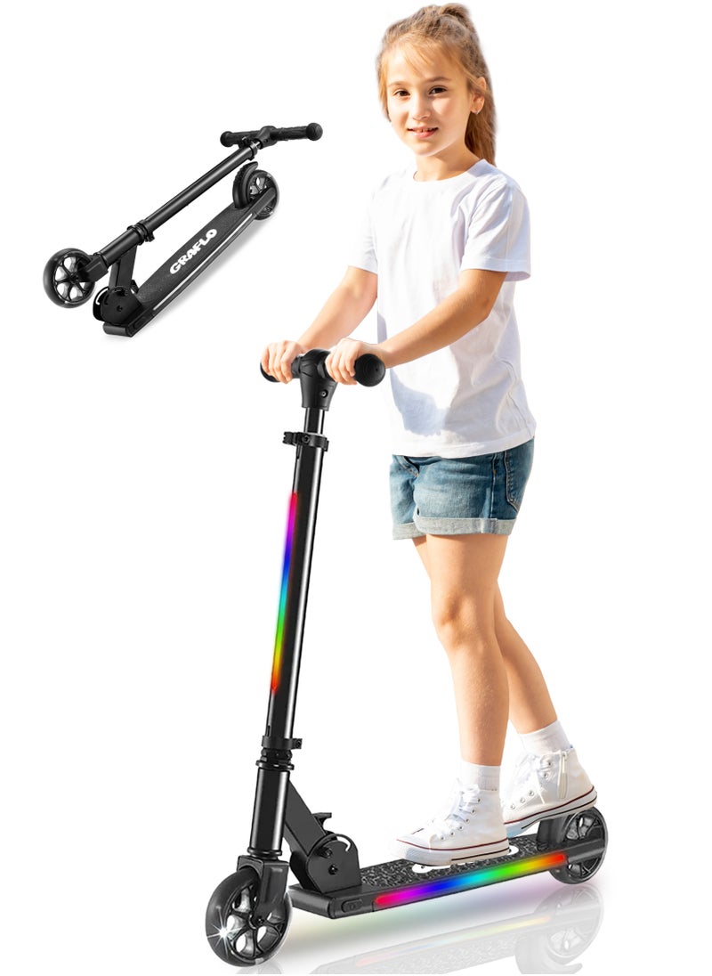 GRAFLO 2 Wheel Light Up Kick Scooter Includes LED Lights on up Stem, Wheels and Deck Adjustable Handlebar Rear Brake Easy Folding Mechanism Outdoor Activities for Boys and Girls, Ages 5+  - Image 1