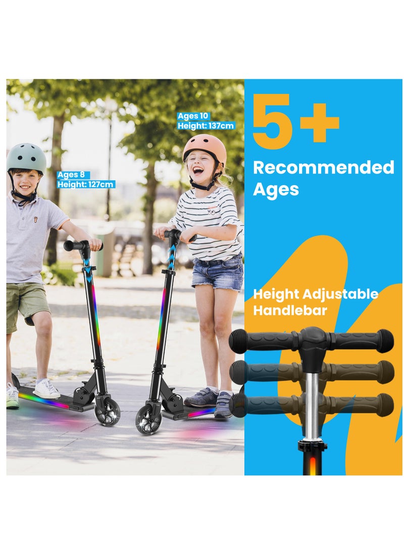 GRAFLO 2 Wheel Light Up Kick Scooter Includes LED Lights on up Stem, Wheels and Deck Adjustable Handlebar Rear Brake Easy Folding Mechanism Outdoor Activities for Boys and Girls, Ages 5+  - Image 4