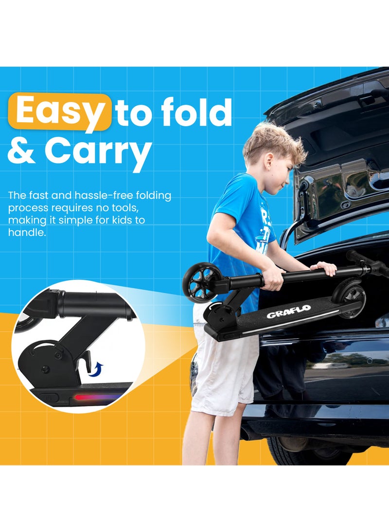 GRAFLO 2 Wheel Light Up Kick Scooter Includes LED Lights on up Stem, Wheels and Deck Adjustable Handlebar Rear Brake Easy Folding Mechanism Outdoor Activities for Boys and Girls, Ages 5+  - Image 5
