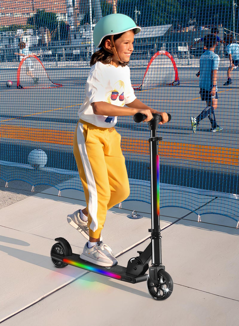2 Wheel Light Up Kick Scooter Includes LED Lights on up Stem, Wheels and Deck Adjustable Handlebar Rear Brake Easy Folding Mechanism Outdoor Activities for Boys and Girls, Ages 5+
