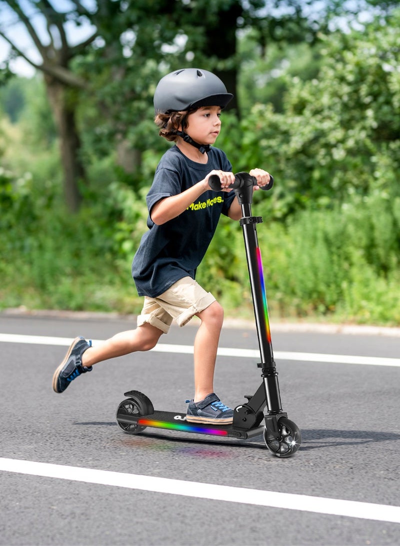 2 Wheel Light Up Kick Scooter Includes LED Lights on up Stem, Wheels and Deck Adjustable Handlebar Rear Brake Easy Folding Mechanism Outdoor Activities for Boys and Girls, Ages 5+