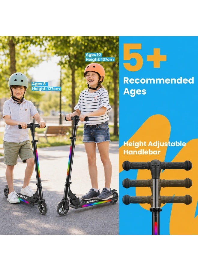 GRAFLO 2 Wheel Kick Scooter - Collapsible Portable Kids Scooter - Lightweight with RGB LED Lights - Height-Adjustable Handlebar, Rear Brake - Push Scooter for kids - Up to 68kg for Ages 5-12 - Image 4