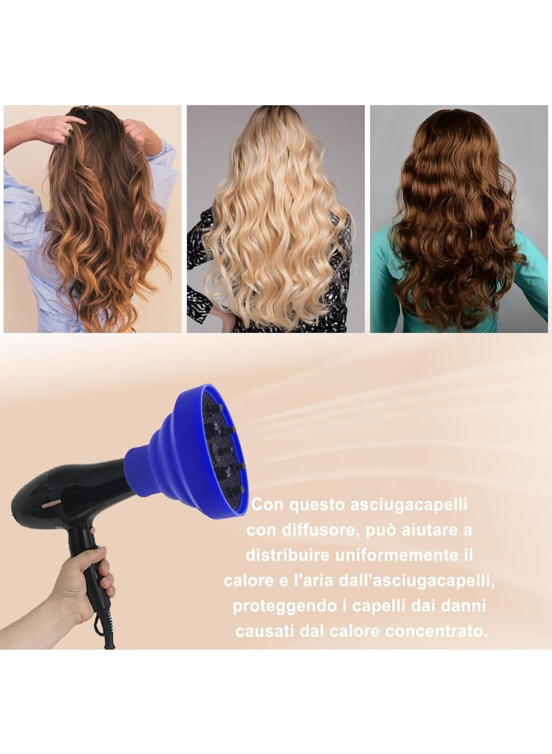 Foldable silicone air diffuser for hair dryer, professional, for curly and wavy hair, multi-colored - Image 2