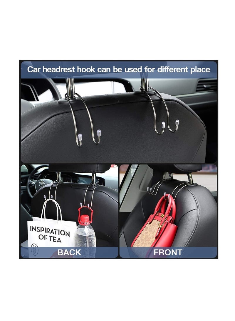 Excefore Car Seat Hooks 4 Pack Car Back Seat Headrest Hanger Holder Hooks for Purse Grocery Bag Hat Cloth Coat Stainless Car Seat Accessory Universal Vehicle Trunk Storage Organizer Heavy Duty Hook - Image 3