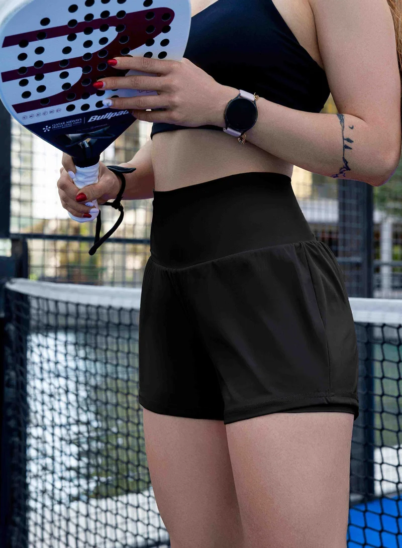 SVL Women's Shorts with Built-in Shorts and Pocket - Black - SVL