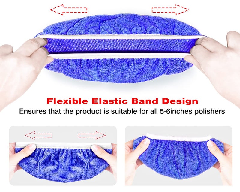 FONAROLL 5 to 6 Inch Car Polisher Pad Bonnet, 15Pcs Car Polishing Bonnet Buffing Pads, 10*Microfiber+5*Woollen - Image 4
