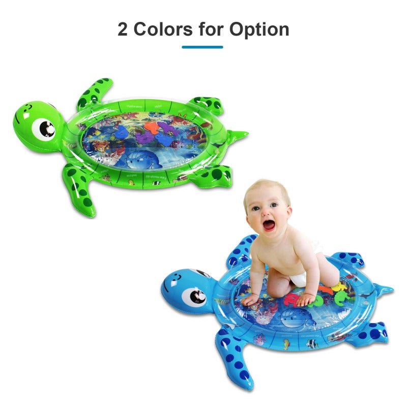 Inflatable Baby Water Mat: Green, 100% Leak Proof, Protective Round Edge - Growth-Boosting Sensory Play Mat for Tummy Time, Parent-Child Interaction & Summer Use - Image 2