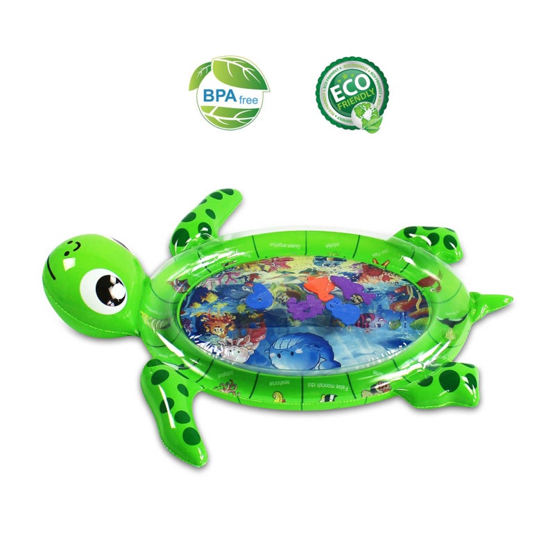 Inflatable Baby Water Mat: Green, 100% Leak Proof, Protective Round Edge - Growth-Boosting Sensory Play Mat for Tummy Time, Parent-Child Interaction & Summer Use - Image 1