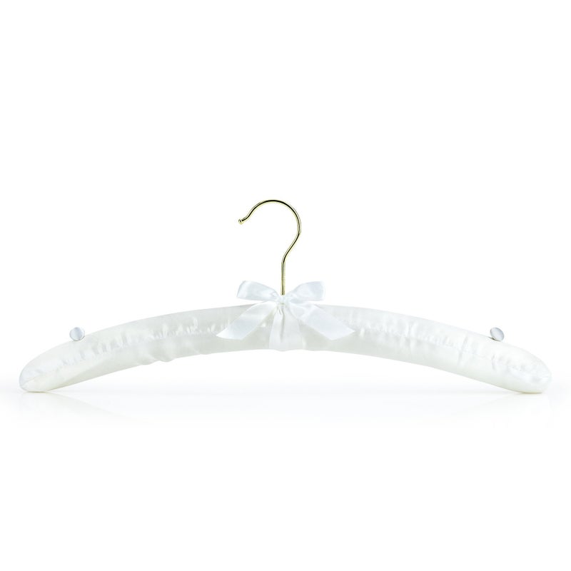Hangerworld White 17inch Satin Padded Top Garment Wedding Clothes Coat Hangers with Buttons