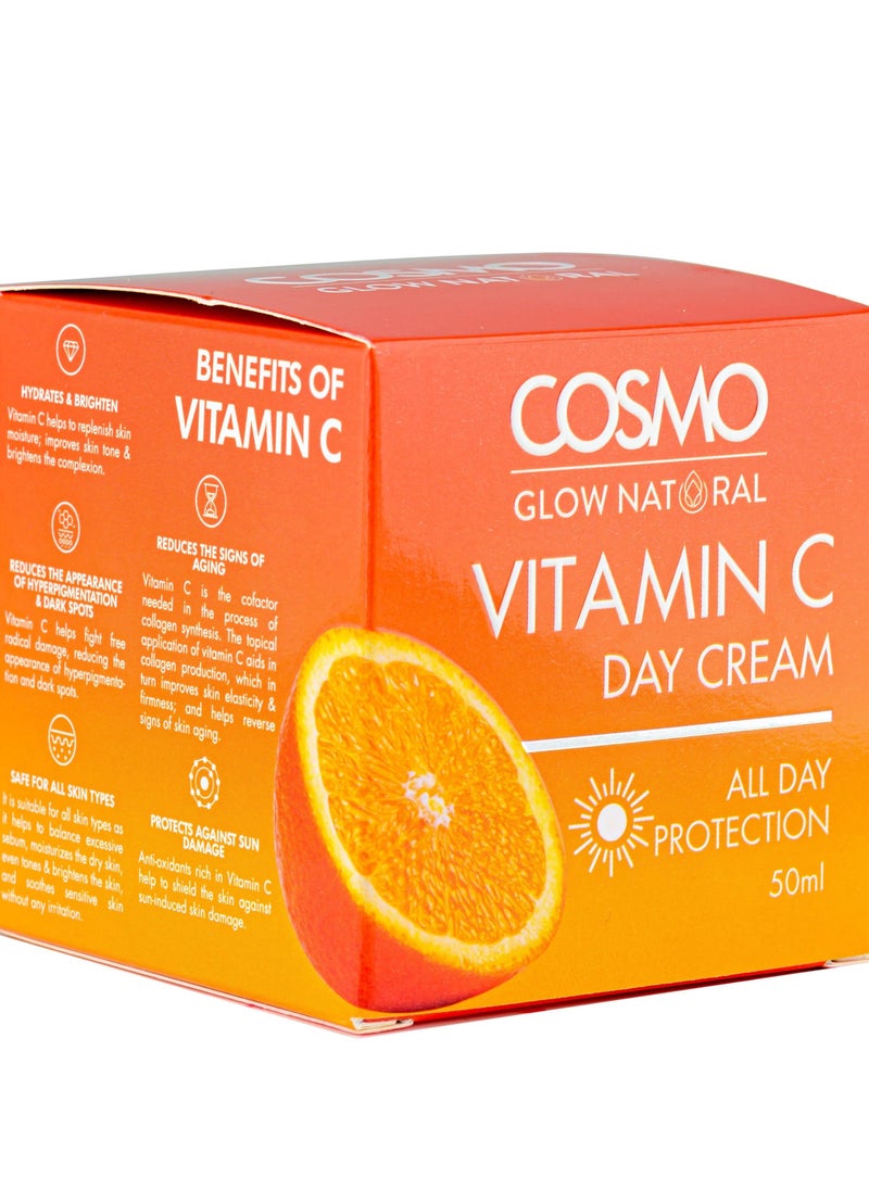 COSMO - Cosmo Glow Natural Vitamin C Day Cream For Unisex 50ml, Hydrates & Brighten, Reduce Sign Of Aging & Dark Spot - Image 1
