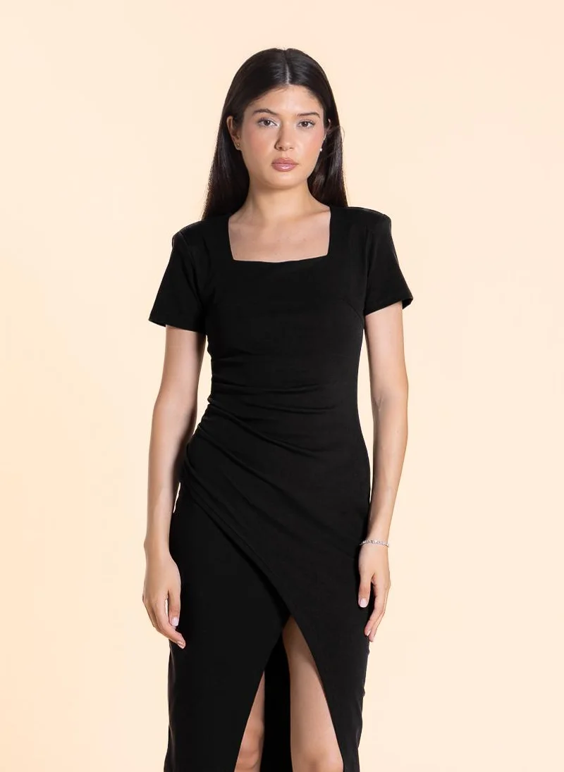 SHAPES FITTED MIDI DRESS WITH SLIT