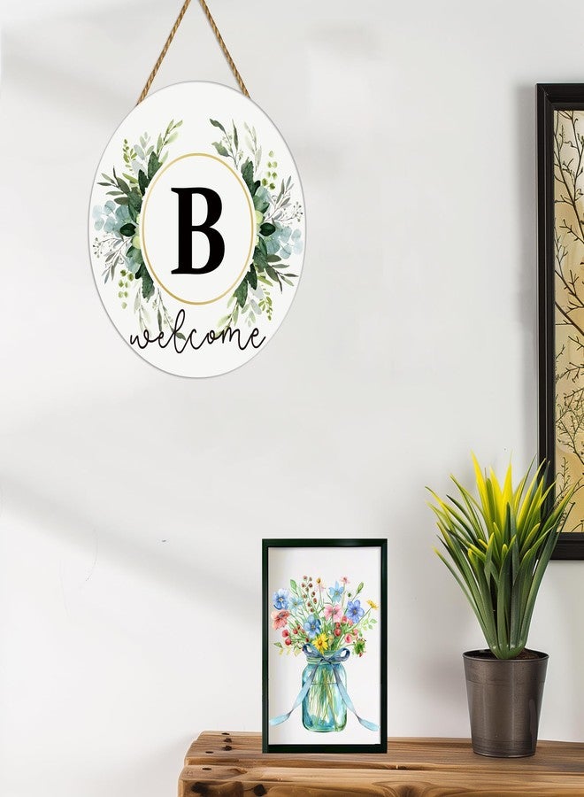 YUNKKIN Spring Wreaths for Front Door Monogram Letter B Floral Spring Wreath Wooden Welcome Sign for Front Door Family Last Name Initial Spring Wreath for Porch Wall Home Decor - Image 4