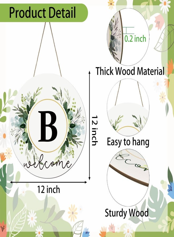 YUNKKIN Spring Wreaths for Front Door Monogram Letter B Floral Spring Wreath Wooden Welcome Sign for Front Door Family Last Name Initial Spring Wreath for Porch Wall Home Decor - Image 2