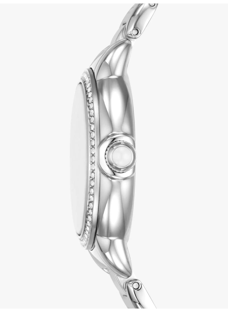 أرماني إمبوريو أرماني ساعة نسائية بسوار مرصع بالكريستال، فضية اللون AR11596 - Image 4