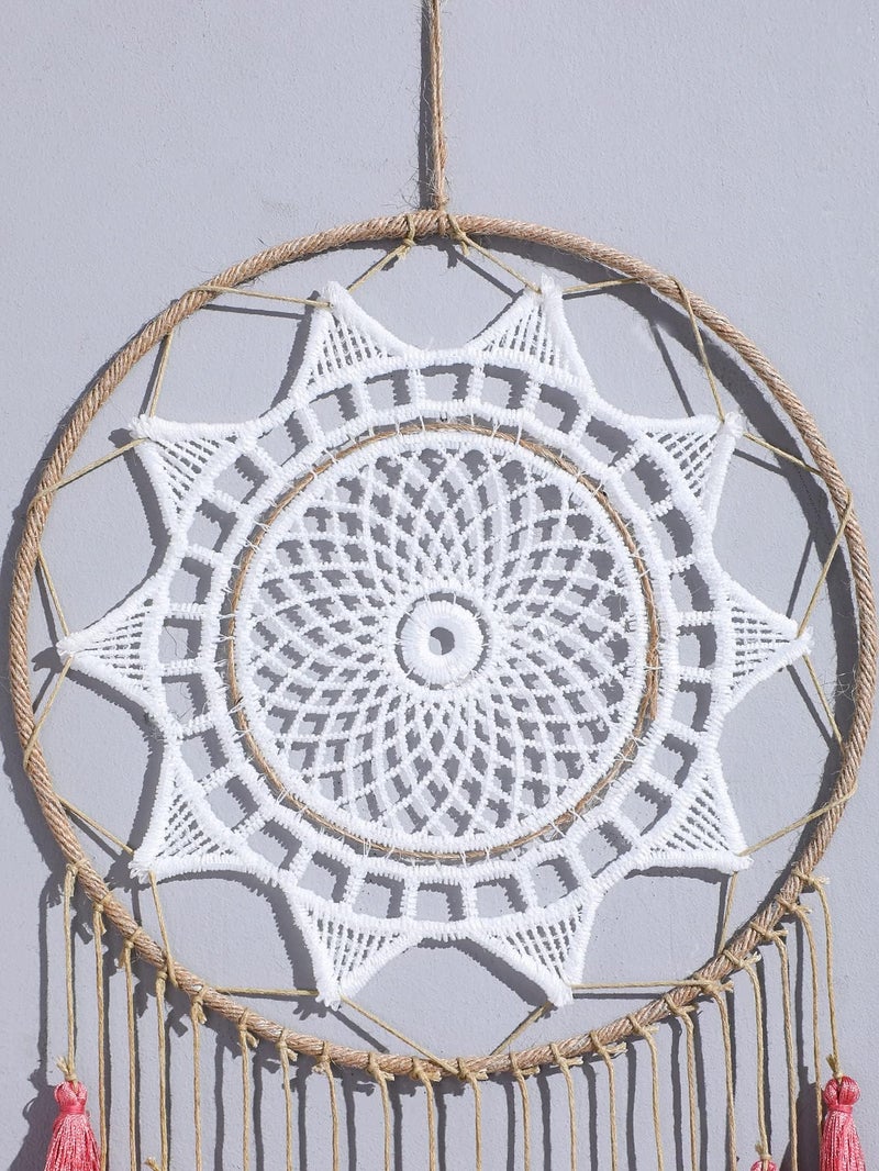 أرتي ليدي Artilady Macrame Dream Cathers لغرفة النوم - حائط شرصقة معلق يدويًا Dreamcatchers ديكور المنزل مع هدية البركة الزخرفية للركبة (الوردي) - Image 5