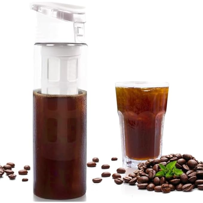 Excefore Cold Brew Coffee Maker White 550Ml 186Oz Pitcher With Portable Handle Lightweight Cup Kit For Concentrate Tea Water - Image 2