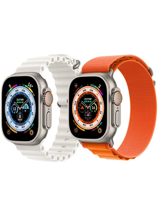 IAF Silicone Ocean Band Strap Red Nylon G-hook Loop Buckle Watch Strap Black Set of 2 for Apple Watch Ultra 8 49mm