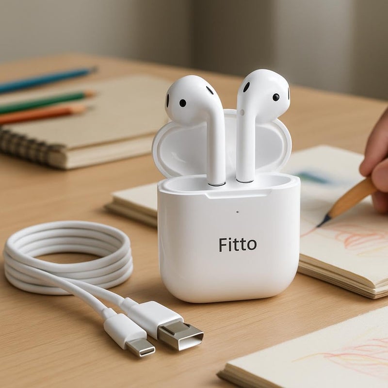 Fitto Wireless Stereo Earbuds Type-C Charging Bluetooth Earphones - Image 2