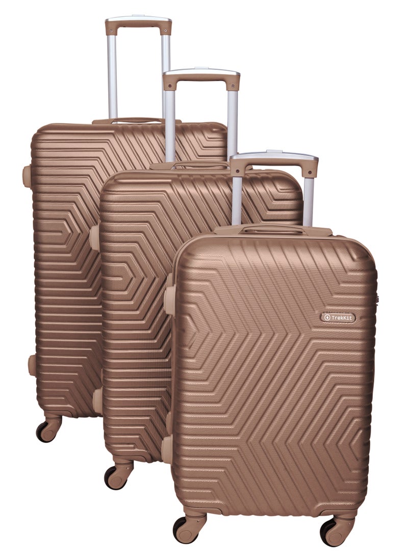 TRAVEL WAY TravelWay Lightweight Luggage Set of 3 Bag - 3 Sizes Hardshell Suitcase Spinner Luggage for Travel | ABS Luggage with 4 Spinner Wheels (Golden, Set of 3)  - Image 1