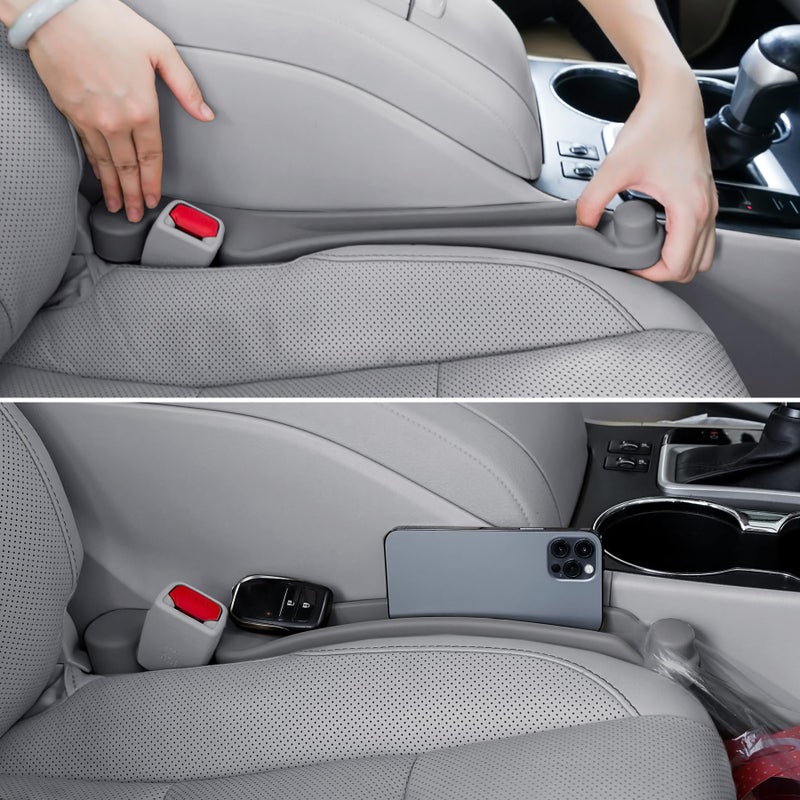 Givifive Car Seat Gap Filler Set of 2, 3IN1 Seat Side Gap Filler Plug with Storage Slot & Hook Function, Soft Foam Universal Fit Car SUV Truck Fill Gap Between Seats Console Organizerï¼ˆNarrow Grayï¼‰ - Image 1