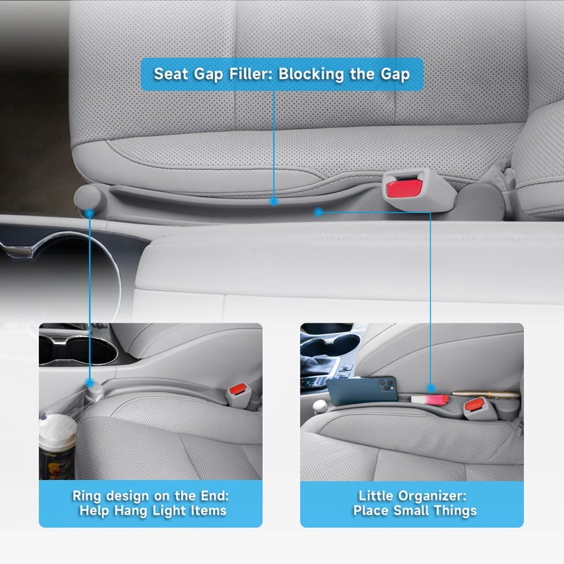 Givifive Car Seat Gap Filler Set of 2, 3IN1 Seat Side Gap Filler Plug with Storage Slot & Hook Function, Soft Foam Universal Fit Car SUV Truck Fill Gap Between Seats Console Organizerï¼ˆNarrow Grayï¼‰ - Image 3