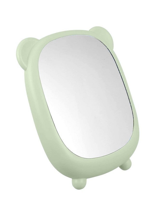 RoarCraft Bear Make up Mirror Tabletop Makeup Mirror Makeup Desktop Oval Mirror Glass Makeup Vanity Mirror - Mirror with Stand - Portable Folding Mirror Princess Mirror, Makeup Mirror (Green - 1) - Image 1