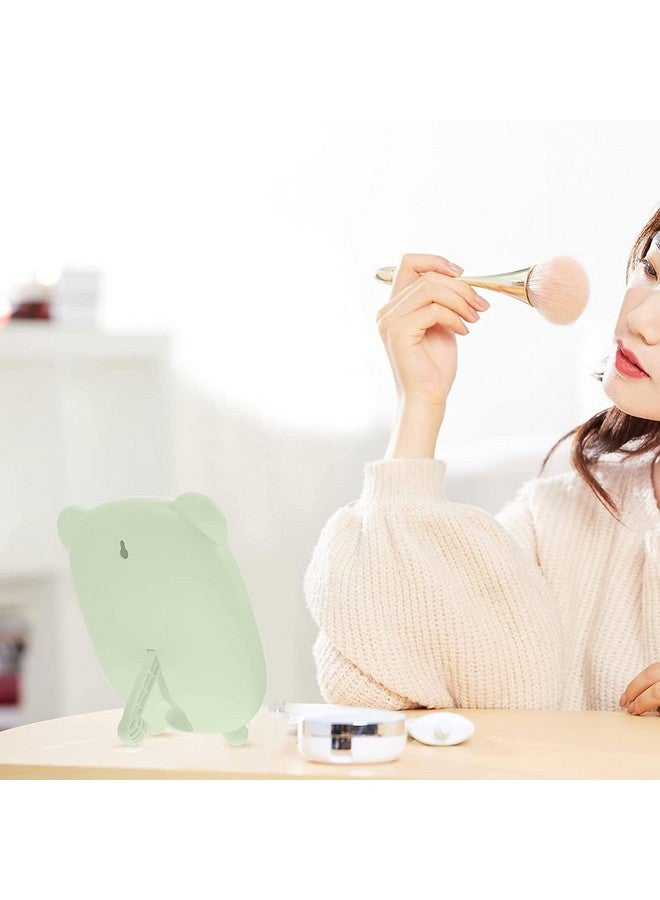 RoarCraft Bear Make up Mirror Tabletop Makeup Mirror Makeup Desktop Oval Mirror Glass Makeup Vanity Mirror - Mirror with Stand - Portable Folding Mirror Princess Mirror, Makeup Mirror (Green - 1) - Image 3