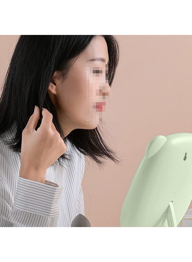 RoarCraft Bear Make up Mirror Tabletop Makeup Mirror Makeup Desktop Oval Mirror Glass Makeup Vanity Mirror - Mirror with Stand - Portable Folding Mirror Princess Mirror, Makeup Mirror (Green - 1) - Image 5