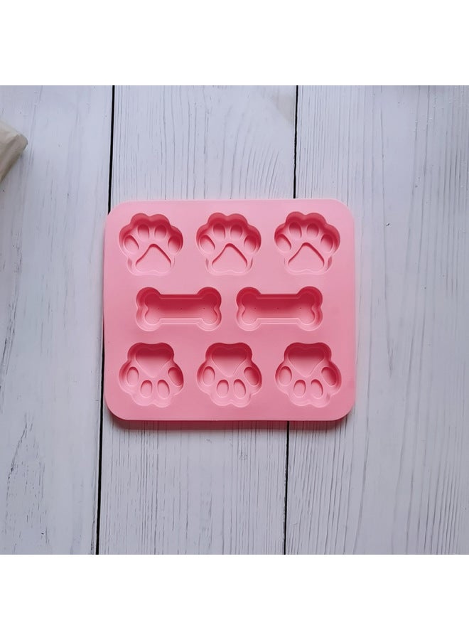 6-piece Cat Paw Bone 78 Chocolate Cookie Silicone Mold Candy Pudding Dessert Mold Cake Baking Utensils-Color:Rice Powder - Image 1