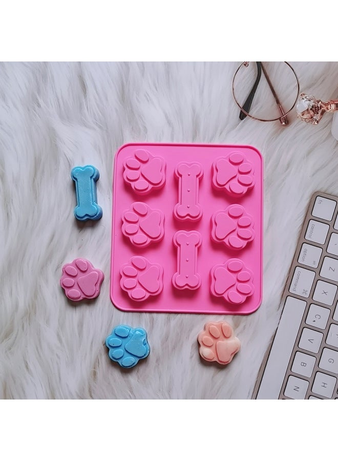 6-piece Cat Paw Bone 78 Chocolate Cookie Silicone Mold Candy Pudding Dessert Mold Cake Baking Utensils-Color:Rice Powder - Image 2