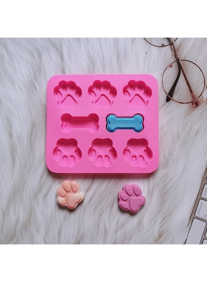 6-piece Cat Paw Bone 78 Chocolate Cookie Silicone Mold Candy Pudding Dessert Mold Cake Baking Utensils-Color:Rice Powder - Image 3