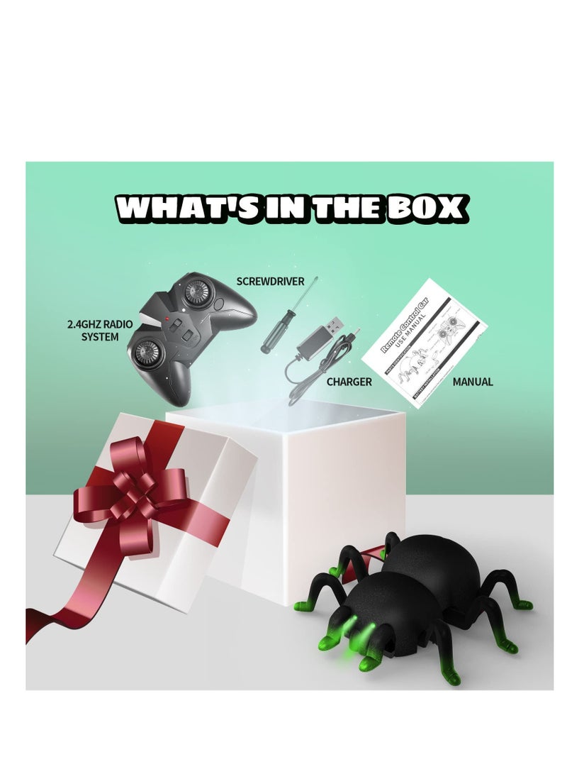 SOLARAE Remote Control Spider, RC Climbing Wall Floor Dual Spider, 360° Rotation Spider Toy, LED Light Remote Control Stunt Remote Control Spider Toys, for Boys Girls Kids Birthday - Image 5