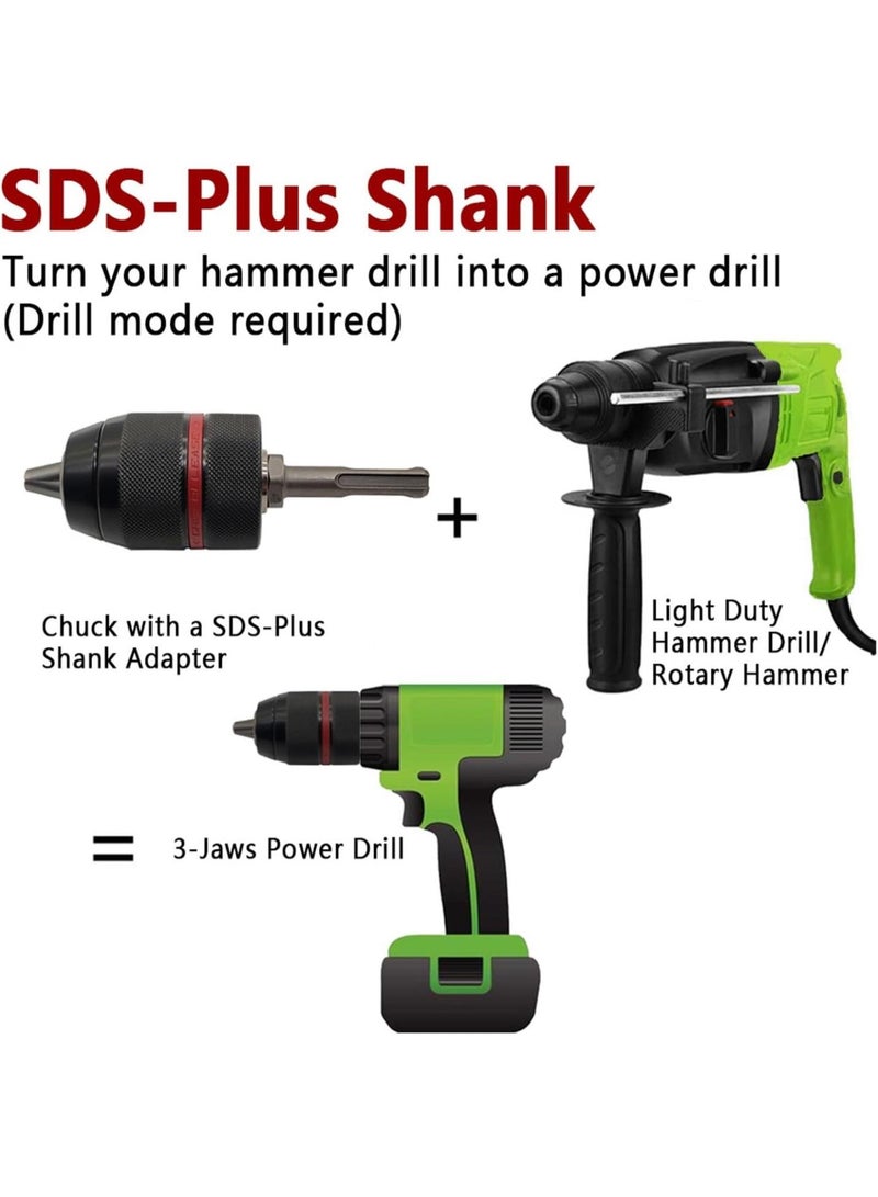 GGOOT Metal Heavy Duty 1/2-20UNF 13mm Keyless Drill Chuck Hex Shank/SDS/Socket Square Female Adaptor Hardware Tool Professional Chuck(Chuck and Shank Set) - Image 4