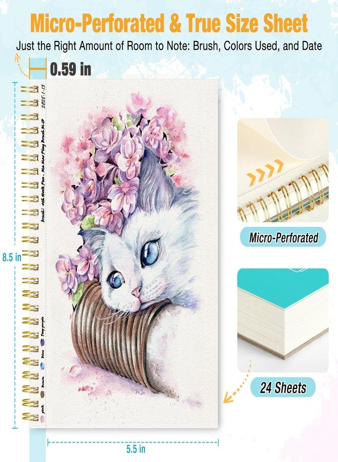 مجموعة أوراق رسم ألوان مائية من كريازيك، عبوتان، 5.5 بوصة × 8.5 بوصة (300 غرام/140 رطل)، حلزونية مع خط للتمزيق. دفتر رسم ومذكرات ألوان مائية للكبار والصغار - مثالي للتمارين الصغيرة أو للسفر - Image 2