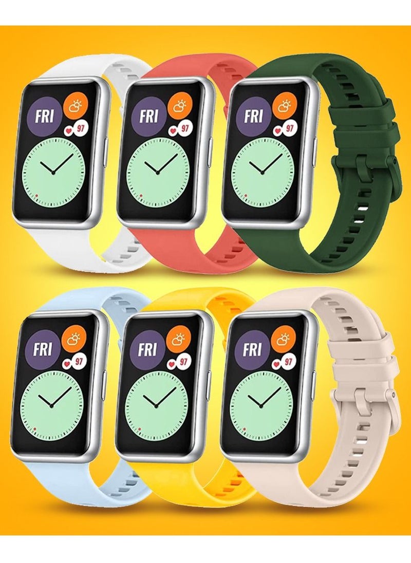 CATANES 6 Pack For Huawei Watch Fit 2 Silicone Bracelet Replacement Strap Multicolour 3(Only Compatible with Huawei Watch Fit 2)  - Image 2