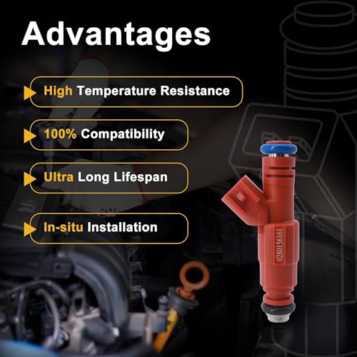 OXCANO أوكسانو 0280156161 6 قطع حقن وقود متوافقة مع جيب رانجلر TJ، ليبرتي شيروكي، متوافقة مع فورد موستانج إيسكيب، متوافقة مع دودج رام 1500 داكوتا، 3L 3.7L 3.8L 3.9L 4.0L 1999-2008 - Image 4