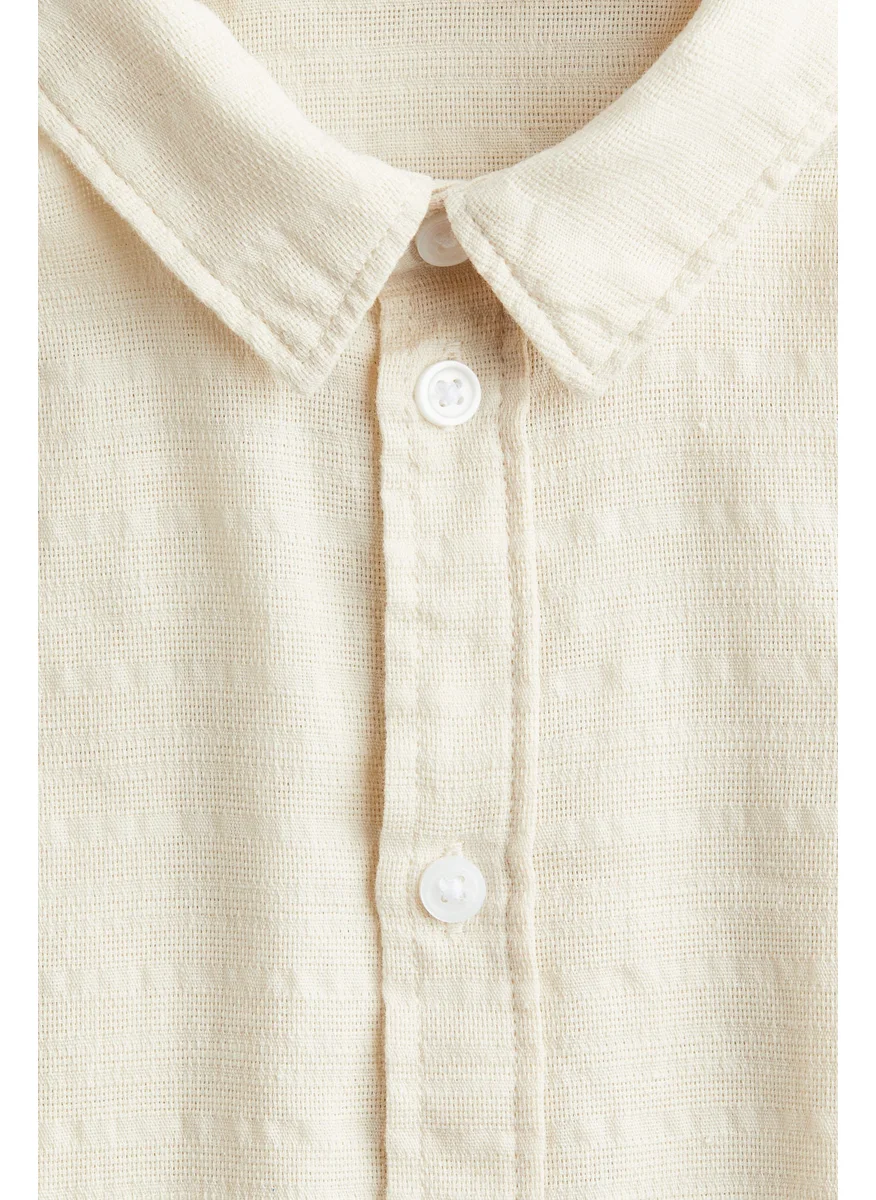 H&M Jacquard-Weave Linen-Blend Shirt