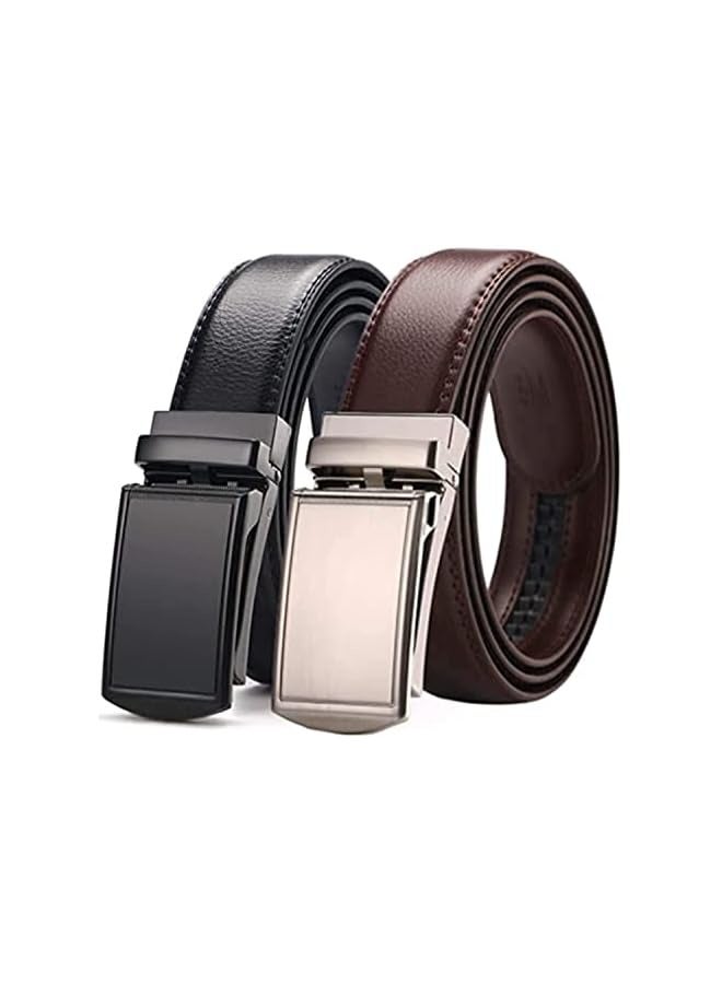 PROMASS [2 Pack] Men's Belt, Slide Ratchet Belt for Men with Genuine Leather Perfect Fit Waist Size up to 44 inches  - Image 1