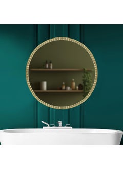 COCOVEY Cocovey Homes Circular Bathroom Mirror for Wall Size 16 Inches Gold Metal Frame with Hand Carved Glass Mirror for Bathroom Living Room Bedroom Makeup Room and Useful for House Warming Gift  - Image 2